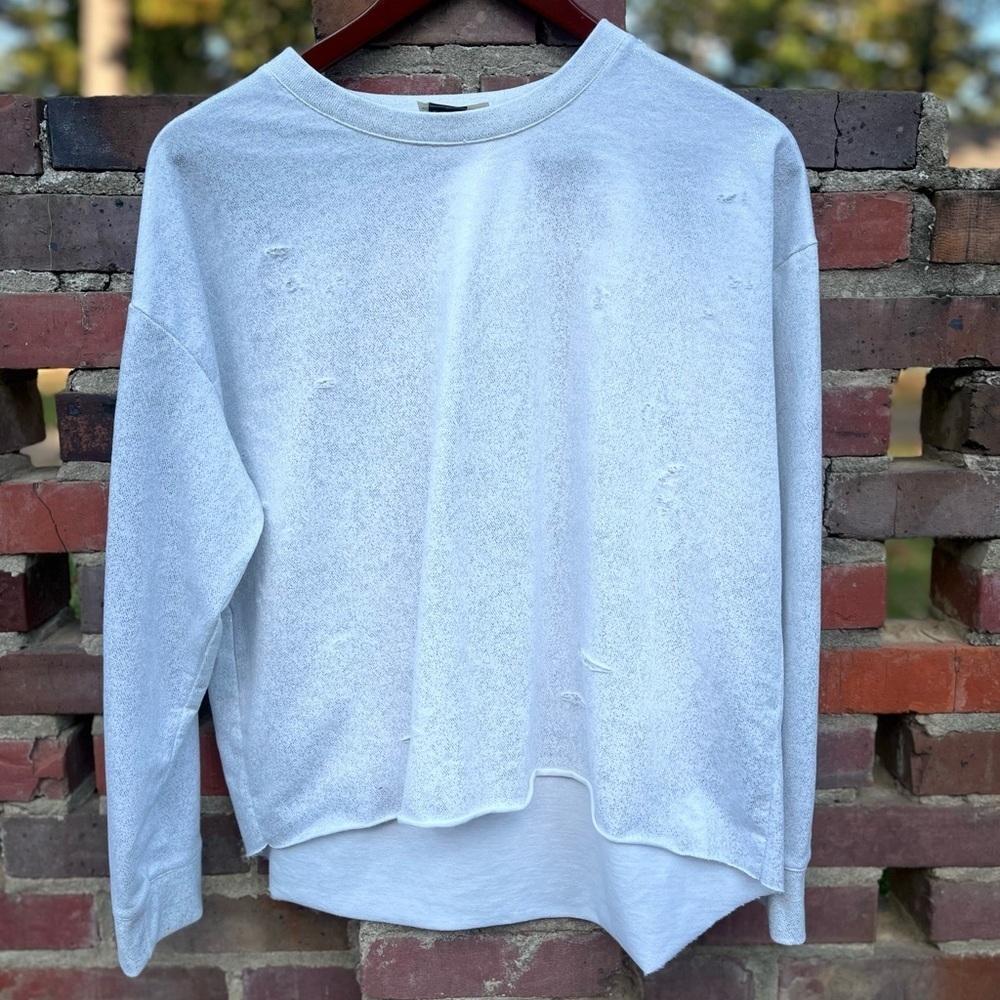 Cozy White Distressed Sweater